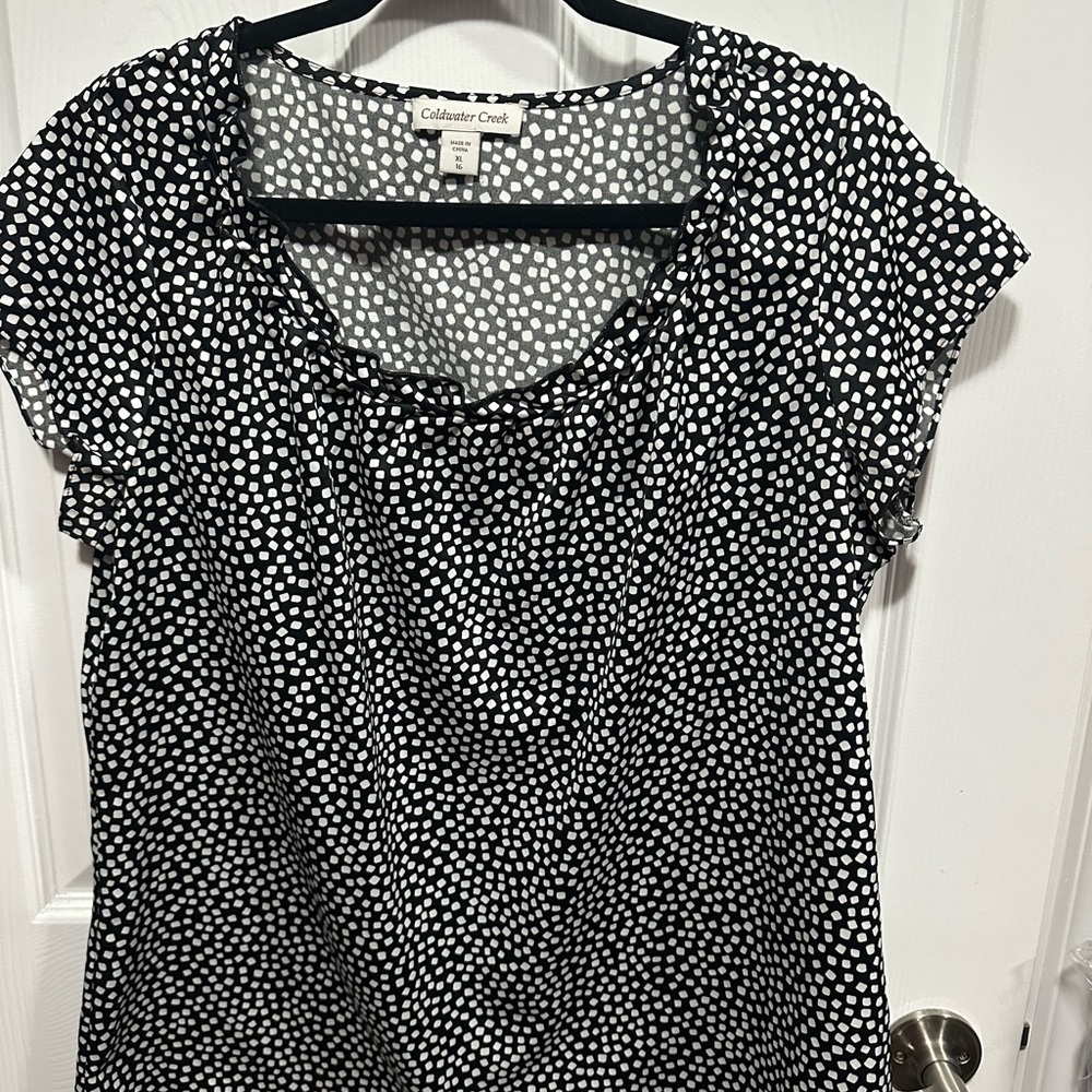 Coldwater Creek Black and White Dotted Blouse